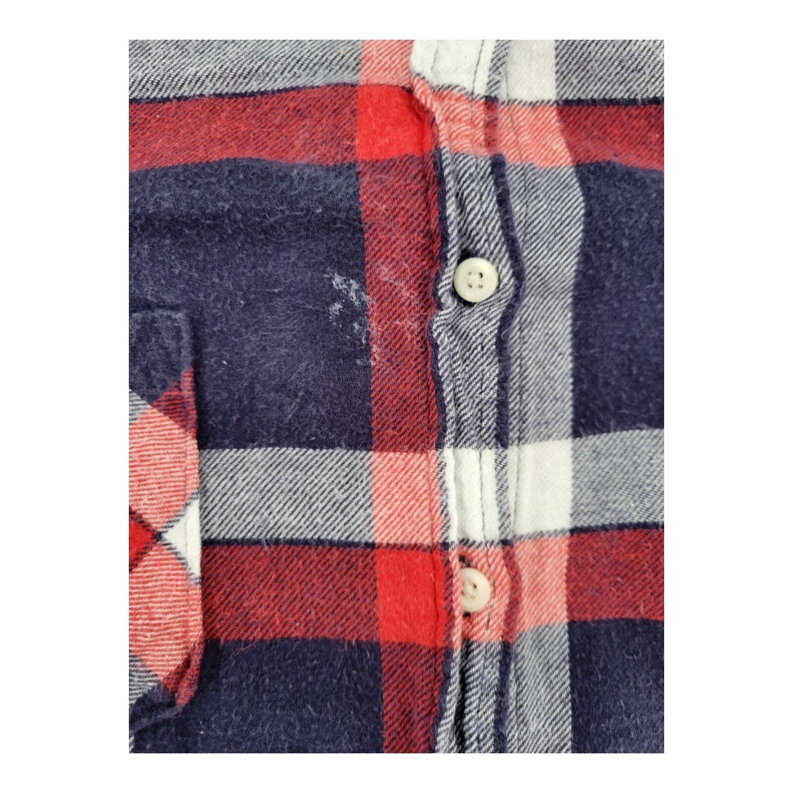 Merona Red Navy Plaid Flannel Shirt Womens Long Sleeve Cotton Size XL