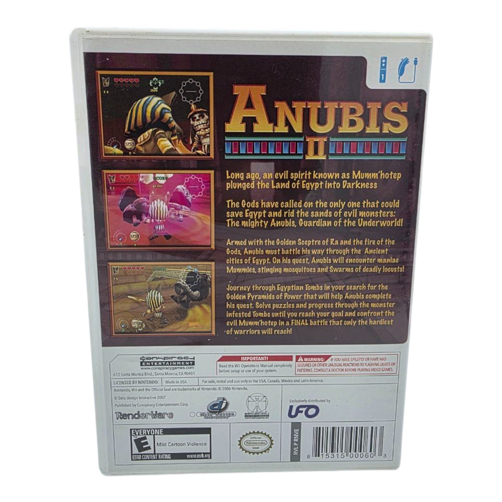 Anubis II Nintendo Wii 2007 Action Video Game CIB Complete Tested