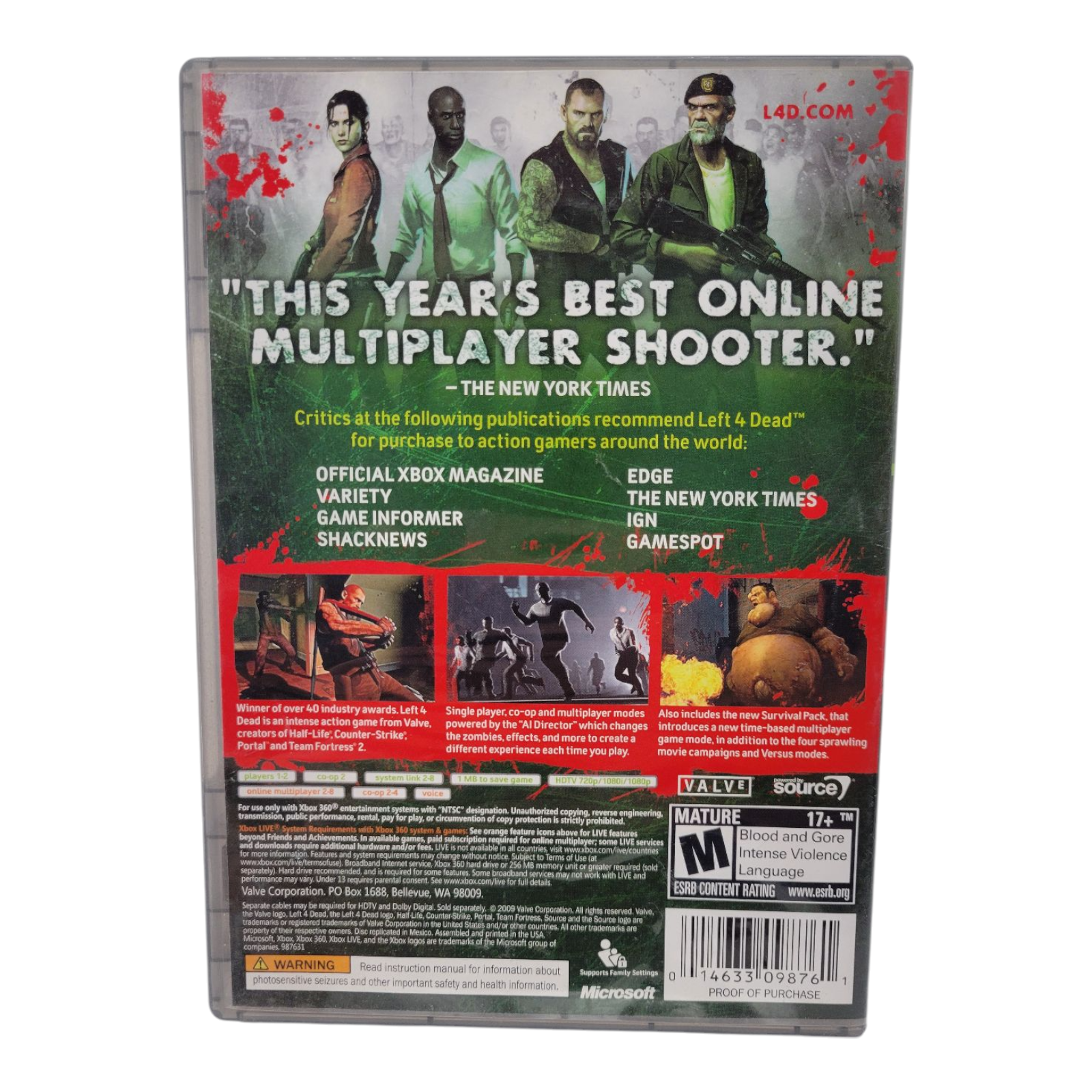 Valve 2009 Left 4 Dead Game of the Year Edition Xbox 360 Platinum Hits