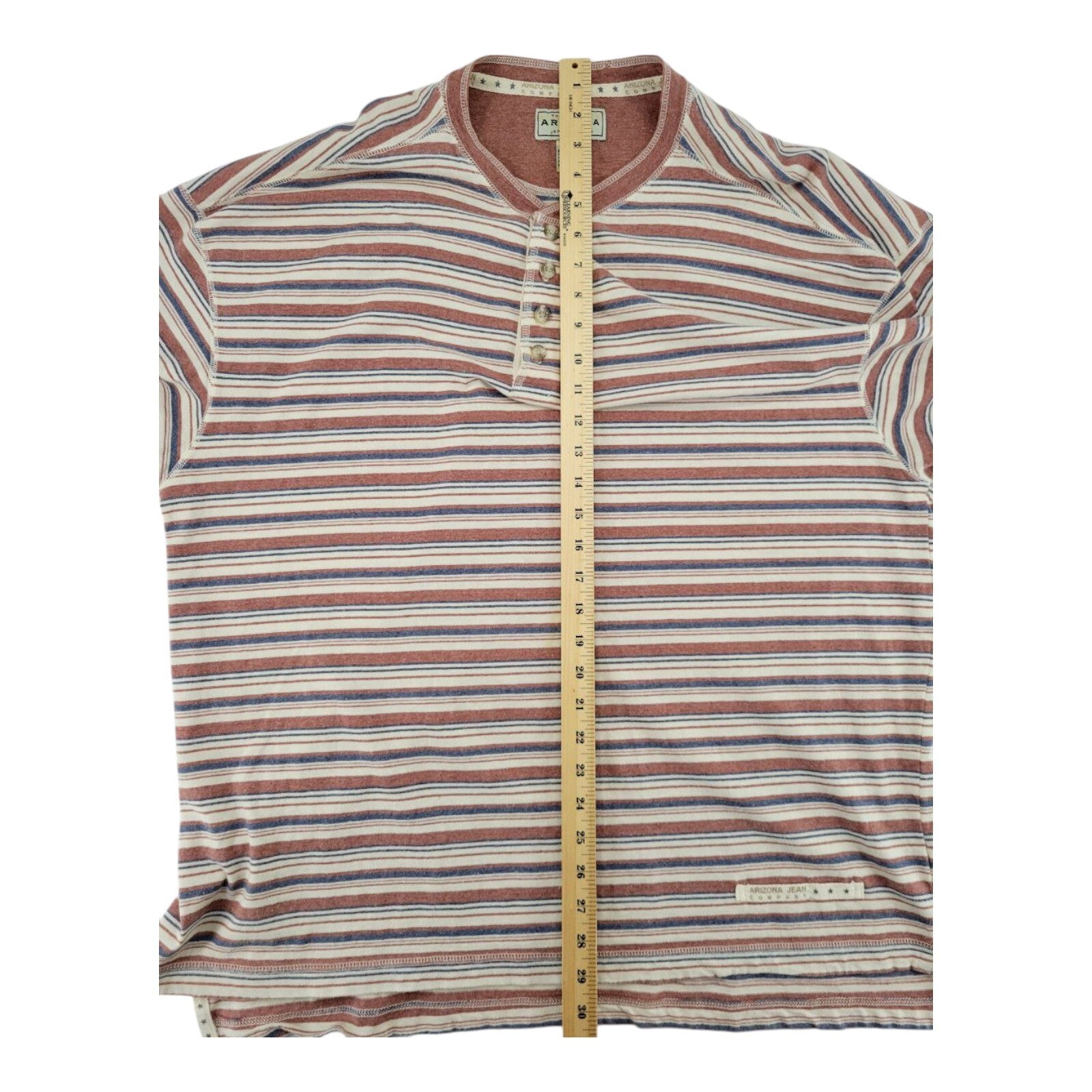 Arizona Jeans Company Henley Shirt Mens Striped Short Sleeve Tee Size XL