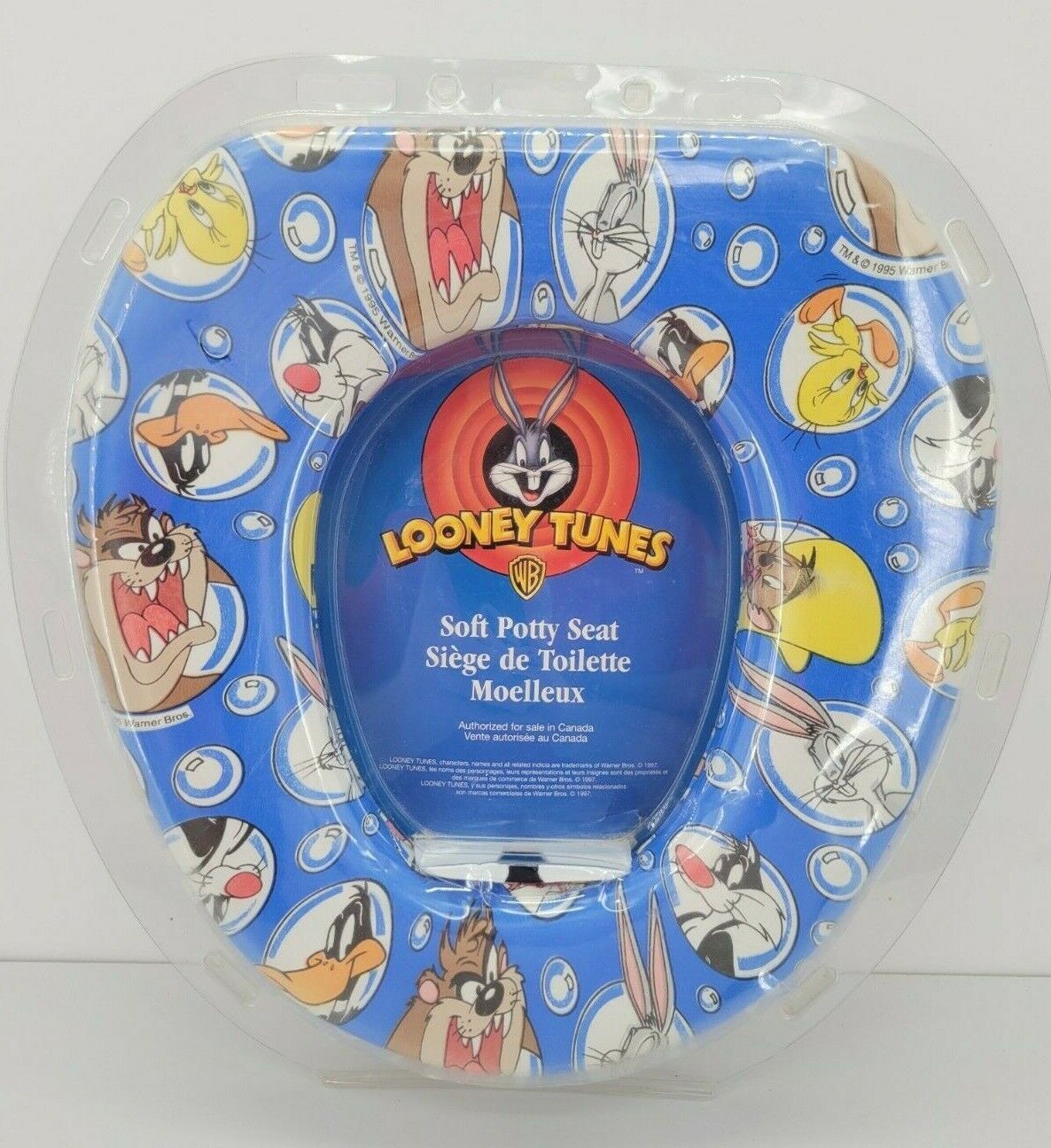 Vintage Warner Brothers Looney Tunes Blue Comfort Padded Soft Potty Seat