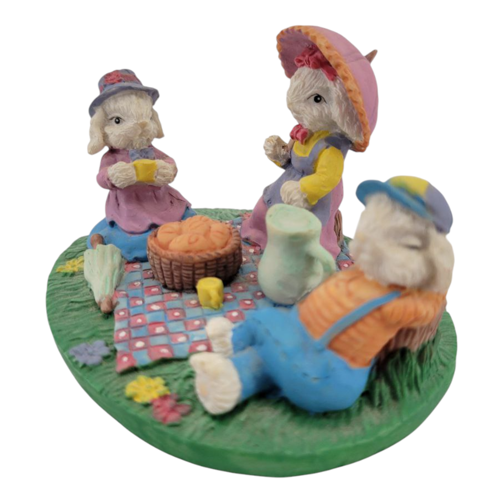 Vintage Easter Bunny Family Picnic Figurine Collectible Decor