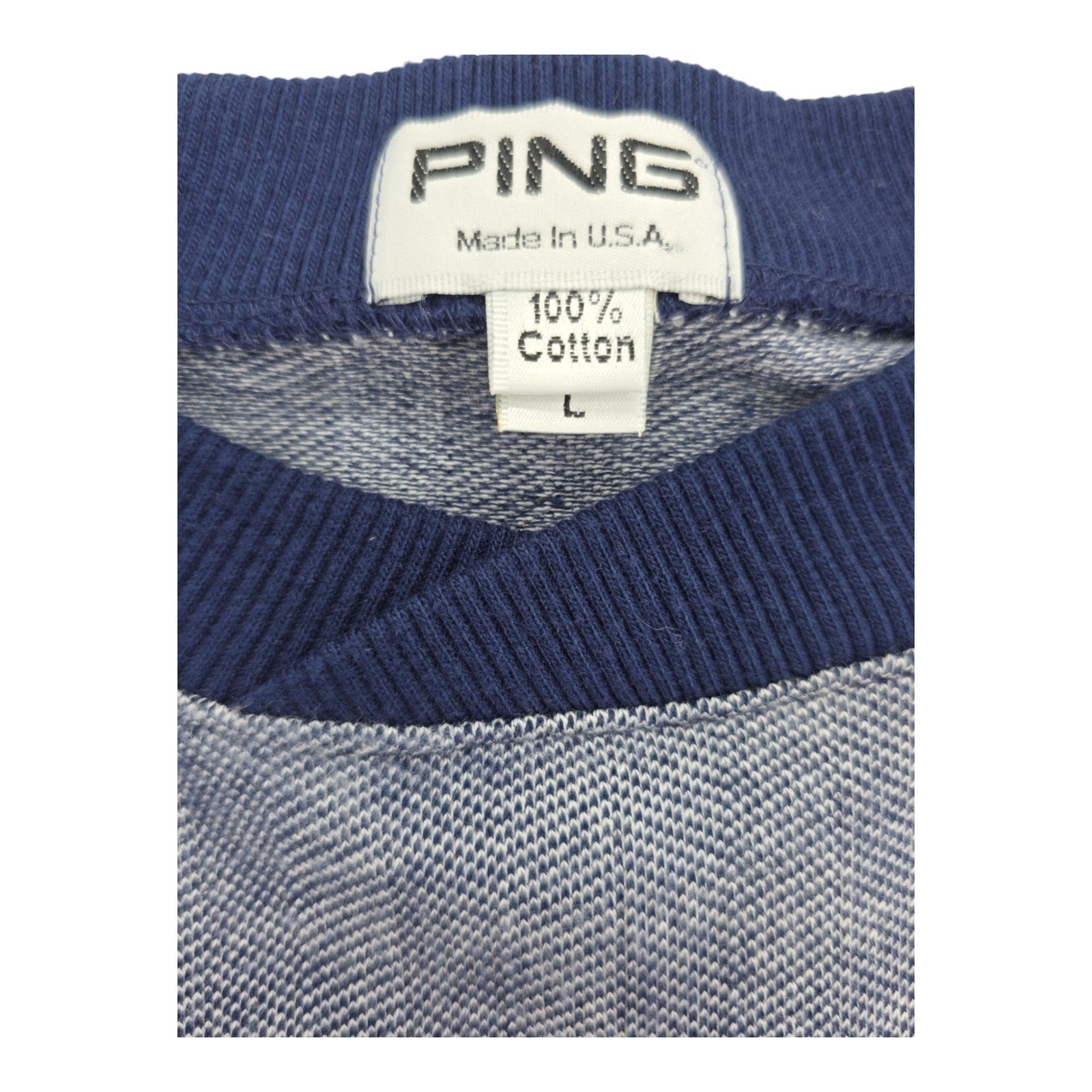 Vintage PING Sweatshirt Adult Pullover Navy Gray Made In USA 90s Logo Size Large