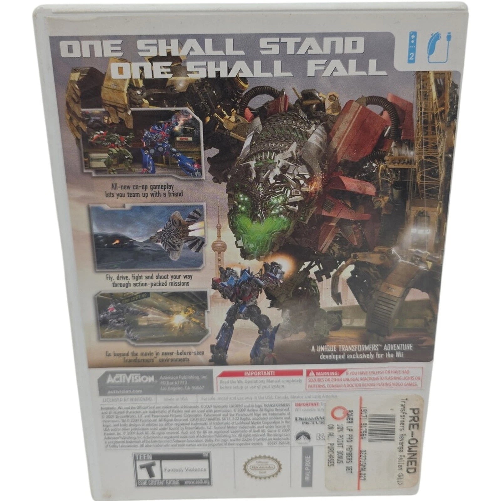 Transformers Revenge of the Fallen Nintendo Wii 2009 Complete with Manual