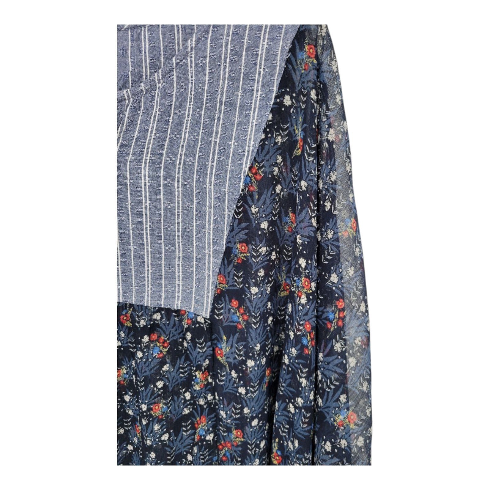 Style & Co Women's Boho Tassel Blouse Navy Floral Stripe Print Top XL