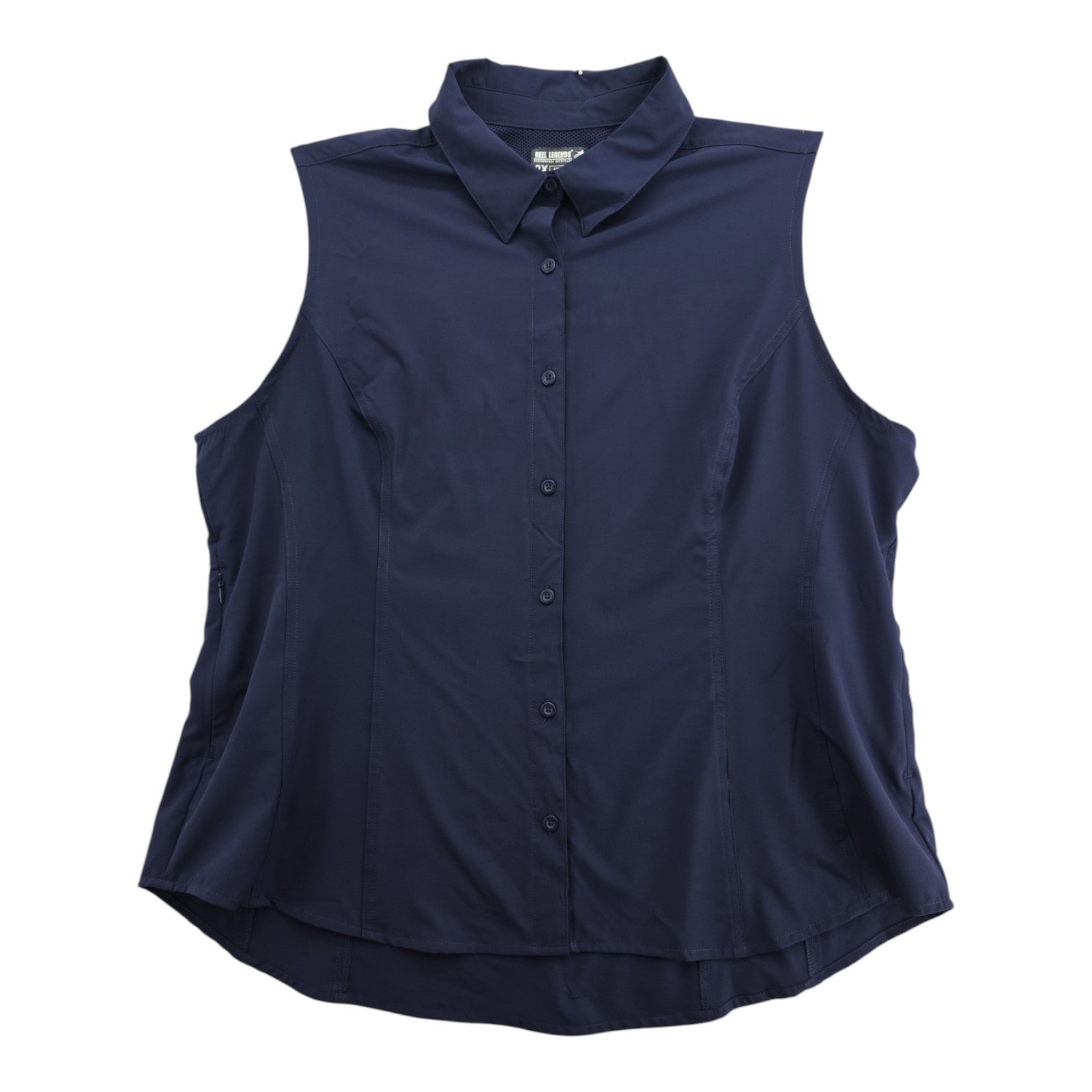 Reel Legends Adventure Women’s 2X Navy Sleeveless Button-Down Shirt