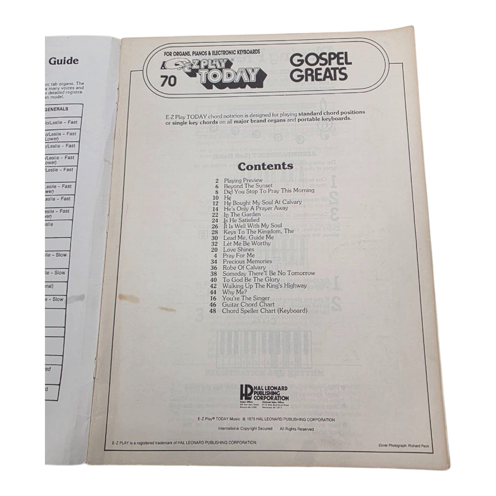 E-Z Play Today 70 Gospel Greats for Organs Pianos & Electronic Keyboards Vintage