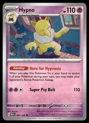 Pokemon 2023 Scarlet & Violet 151 Hypno Uncommon #97 Near Mint Card