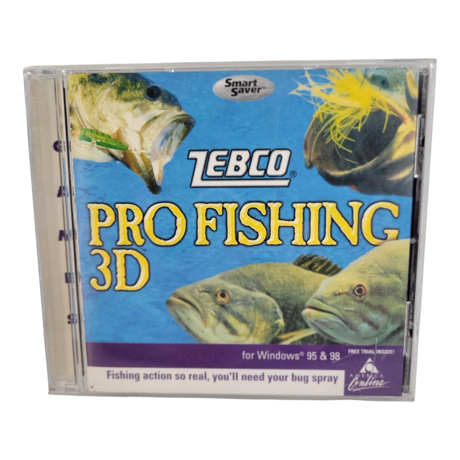 Zebco Pro Fishing 3D PC CD Rom Game Windows 95 98 Smart Saver 1998