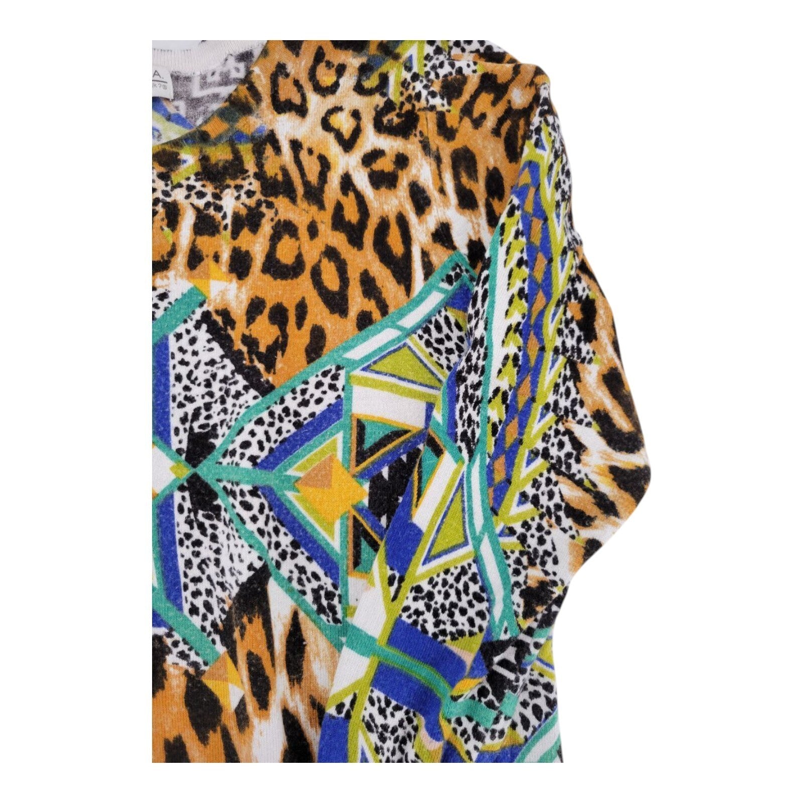 Joseph A Geometric Leopard Print Button Front Cardigan Sweater Medium
