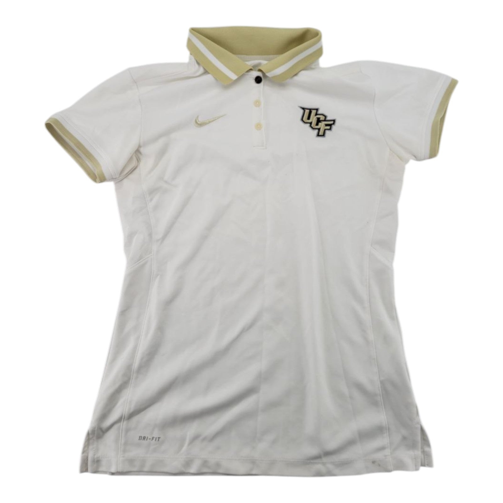 Nike Dri-FIT Women's UCF Knights Polo Shirt White Gold Athletic Short Sleeve M