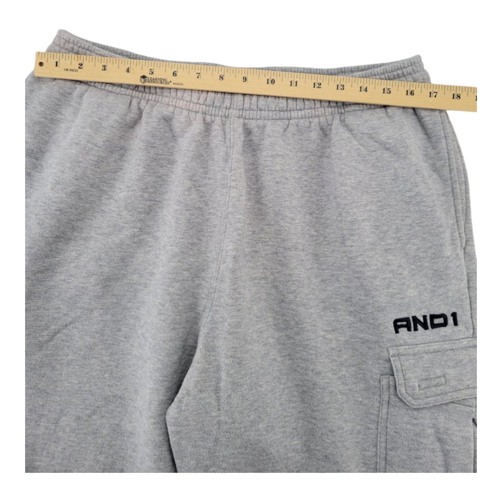 AND1 Men's Gray Fleece Cargo Sweatpants Size XL Drawstring Waist Comfy Fit