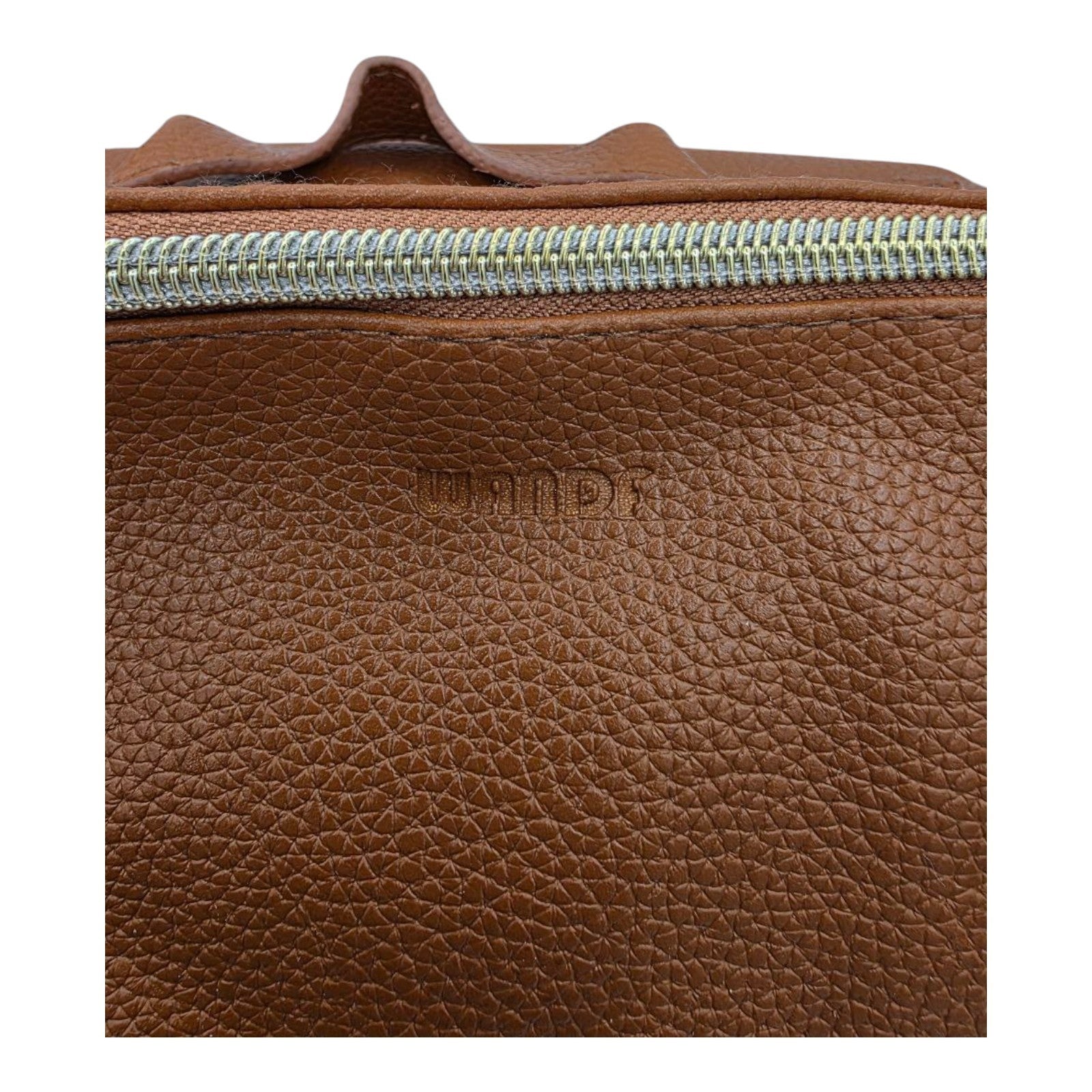 WANDF Brown Faux Leather Toiletry Bag Zip Closure Dopp Kit Travel Organizer Case