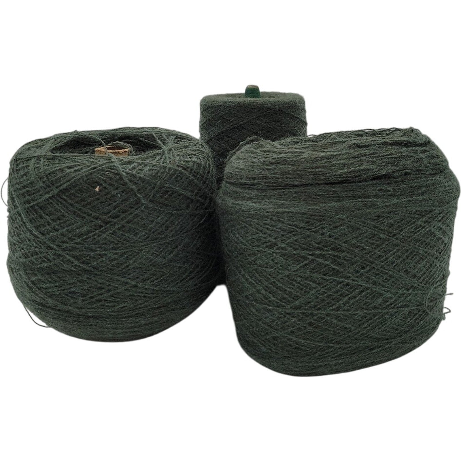 Vintage Templon Moss Heather Green Wool Blend Yarn Cone 2/24 70/30 O/W Lot of 3