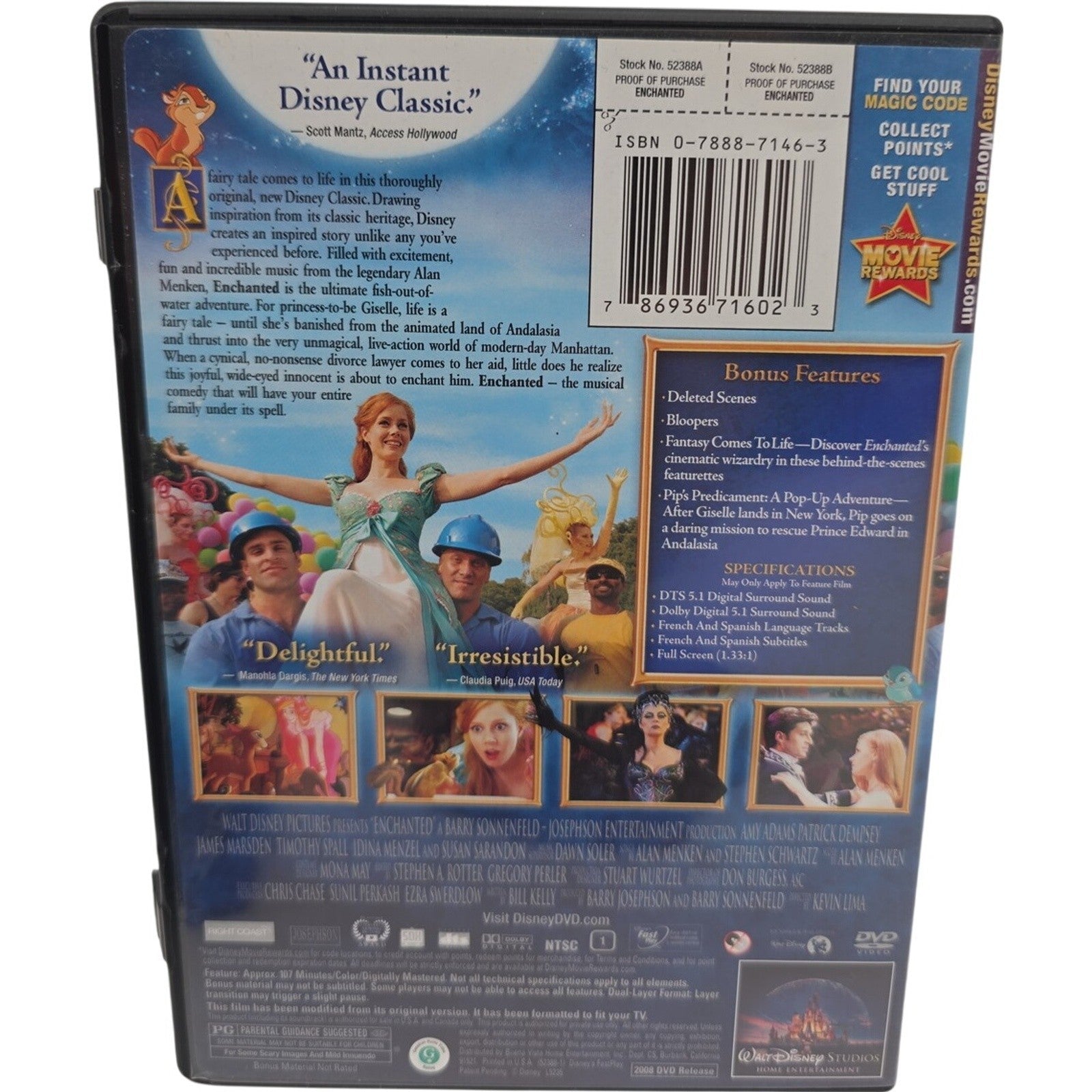 Walt Disney Enchanted (Full Screen Edition) DVD with Inserts and Bonus Features