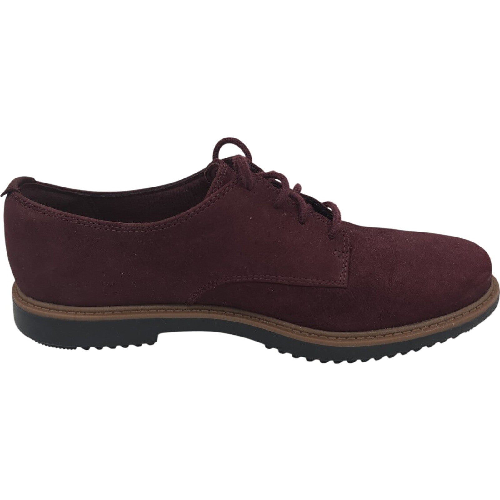 Clarks Collection Women’s Maroon Suede Lace-Up Oxford Shoes Size 8M Cushion Soft