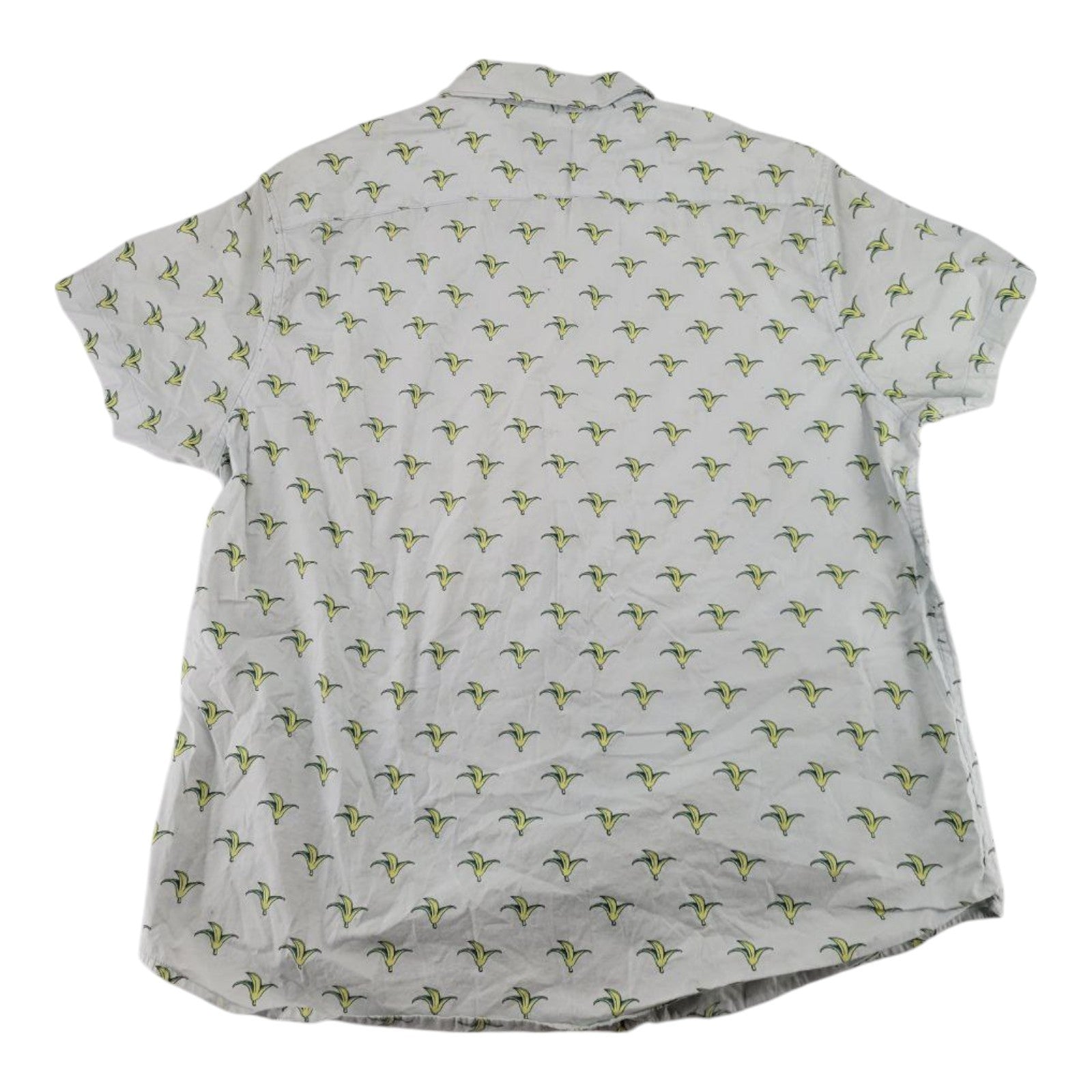 Arizona Jean Co Mens White Banana Print Button Up Short Sleeve Shirt XXL
