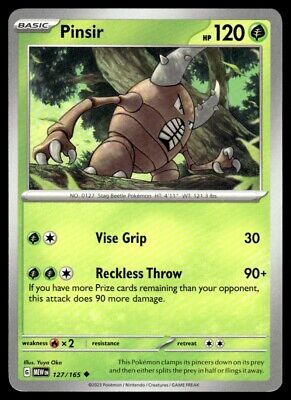 Pokemon 2023 Scarlet & Violet 151 Pinsir Uncommon #127 Near Mint Card