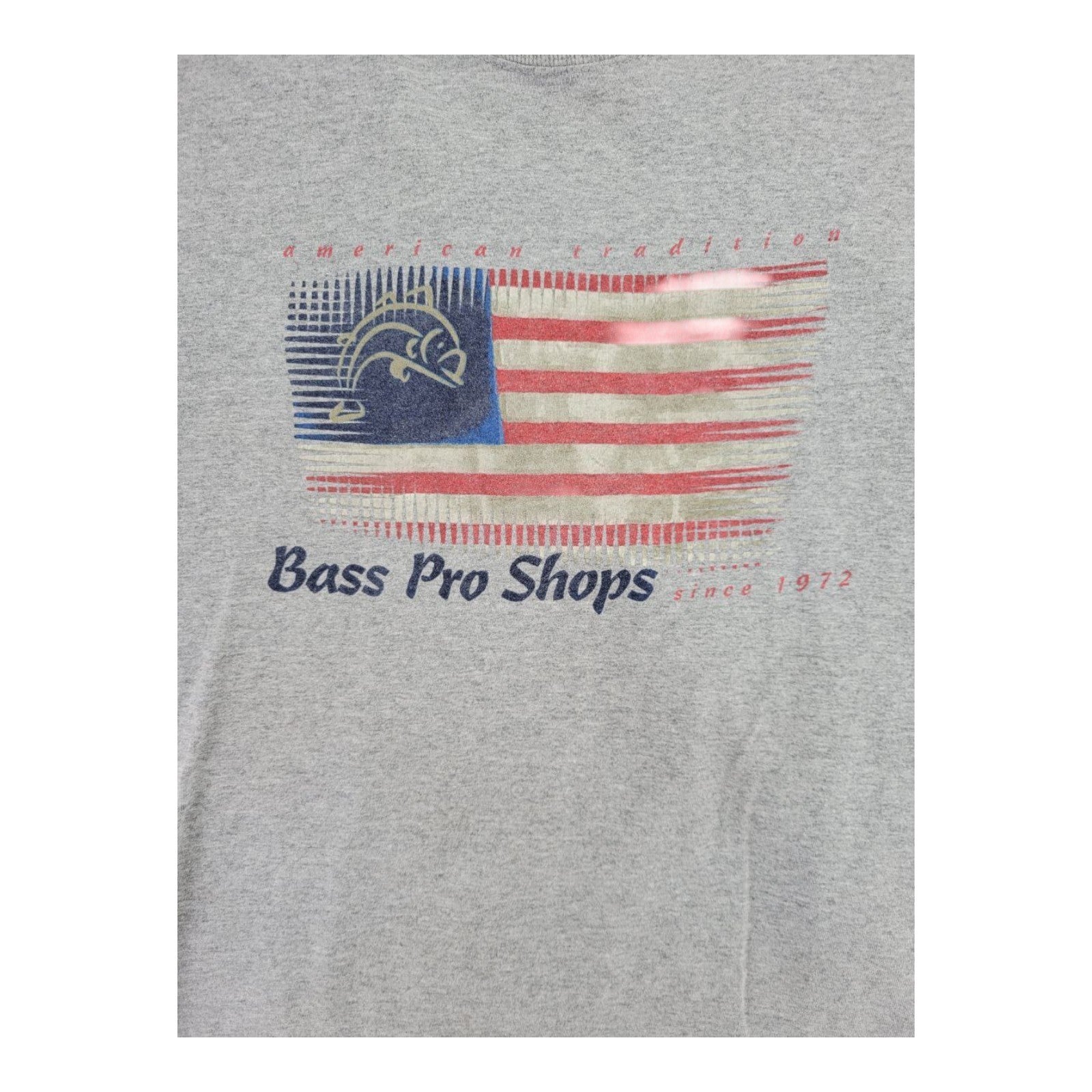 Bass Pro Shops American Tradition Flag Graphic T-Shirt Gray Size 2XL