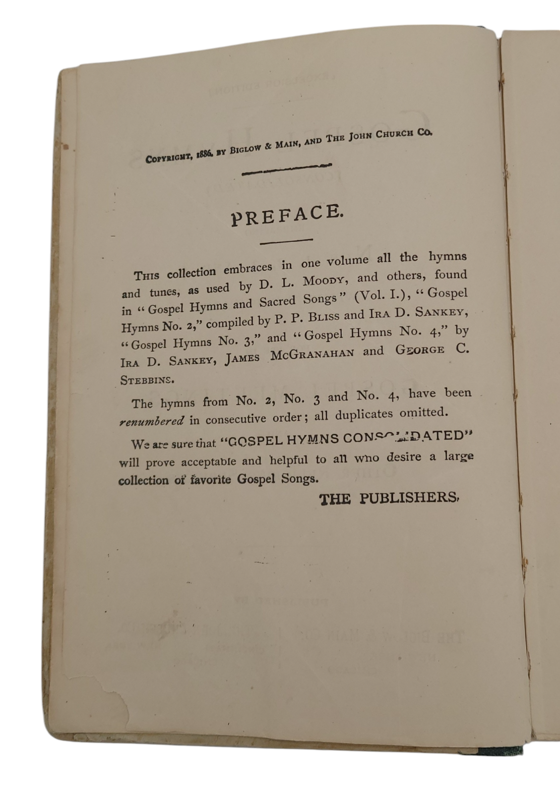 Antique Gospel Hymns Consolidated 1886