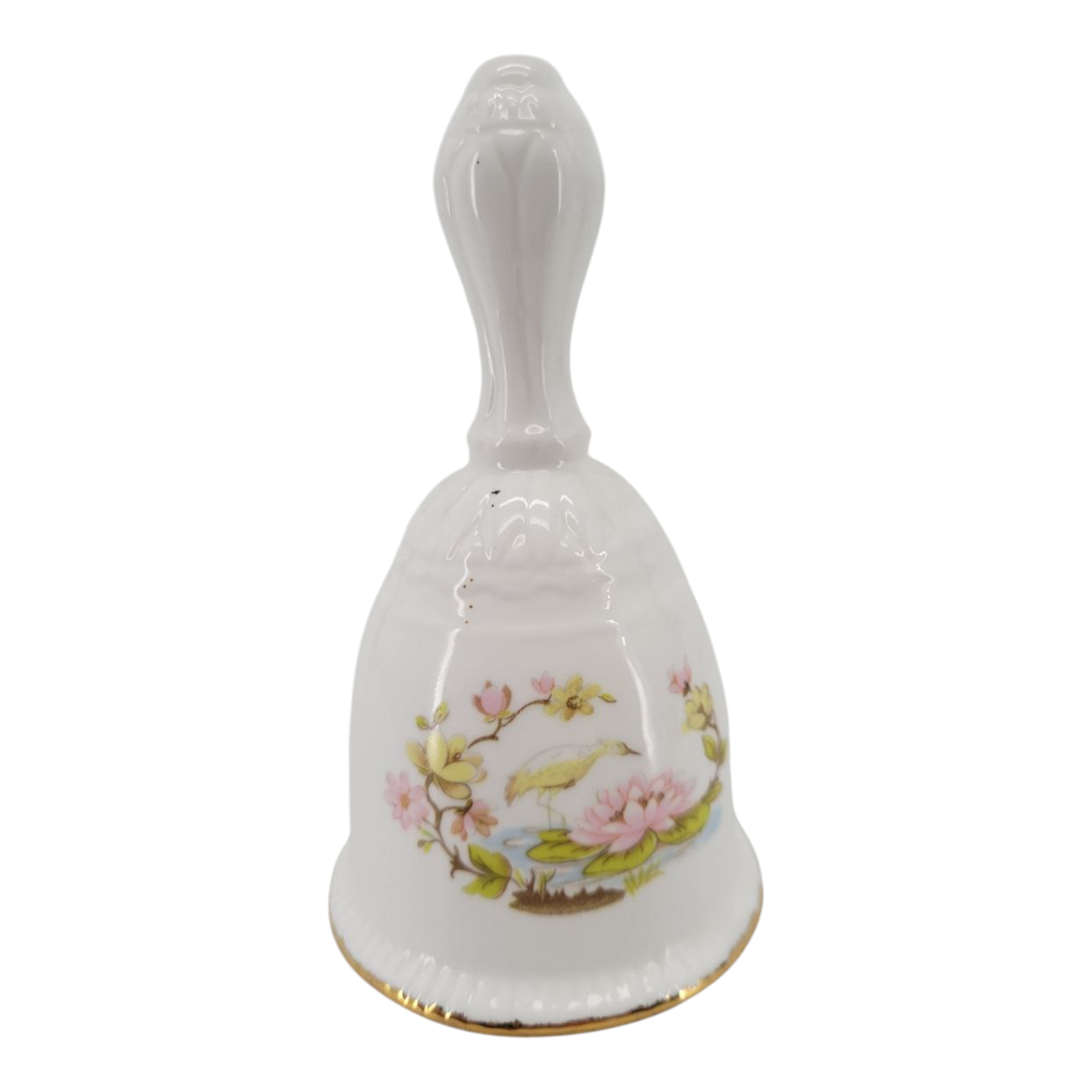 Vintage Bone China Hand Bell Lotus Flower White