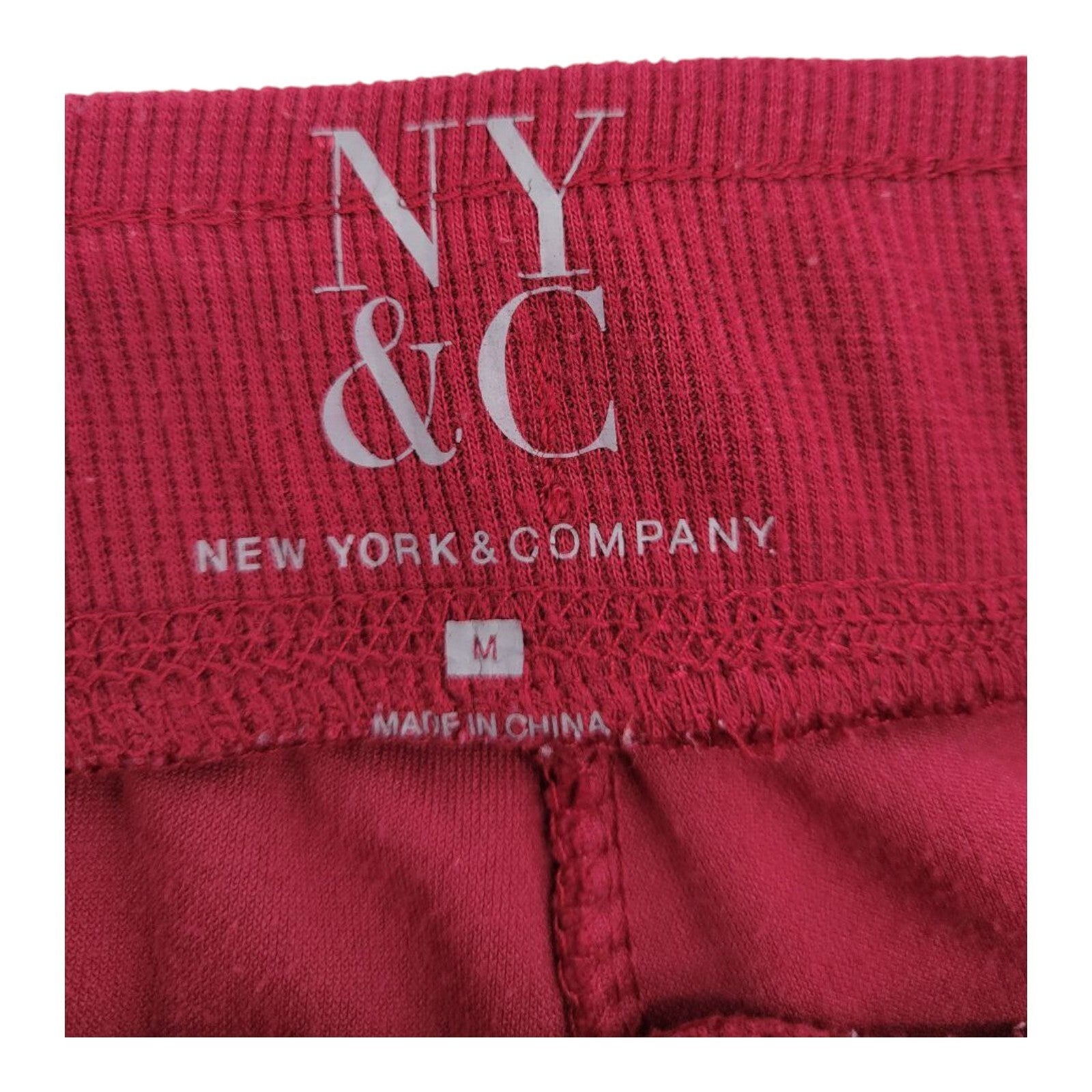 New York & Company Red Velour Jogger Pants Womens Drawstring Waist Size M