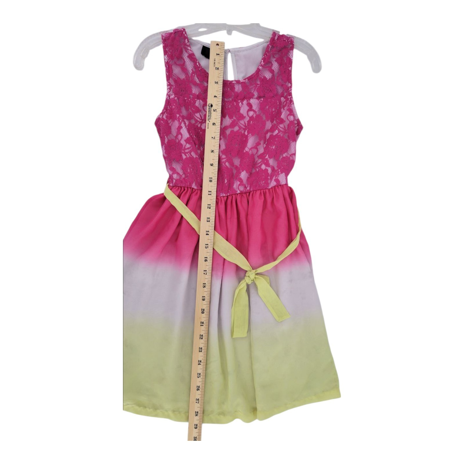 Holiday Editions Ombre Dress Girls Pink Yellow Sleeveless Lace Top Size L 10/12