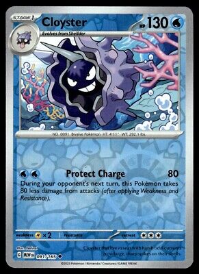 Pokemon 2023 Scarlet & Violet 151 Cloyster Reverse Holo Uncommon #91 Near Mint