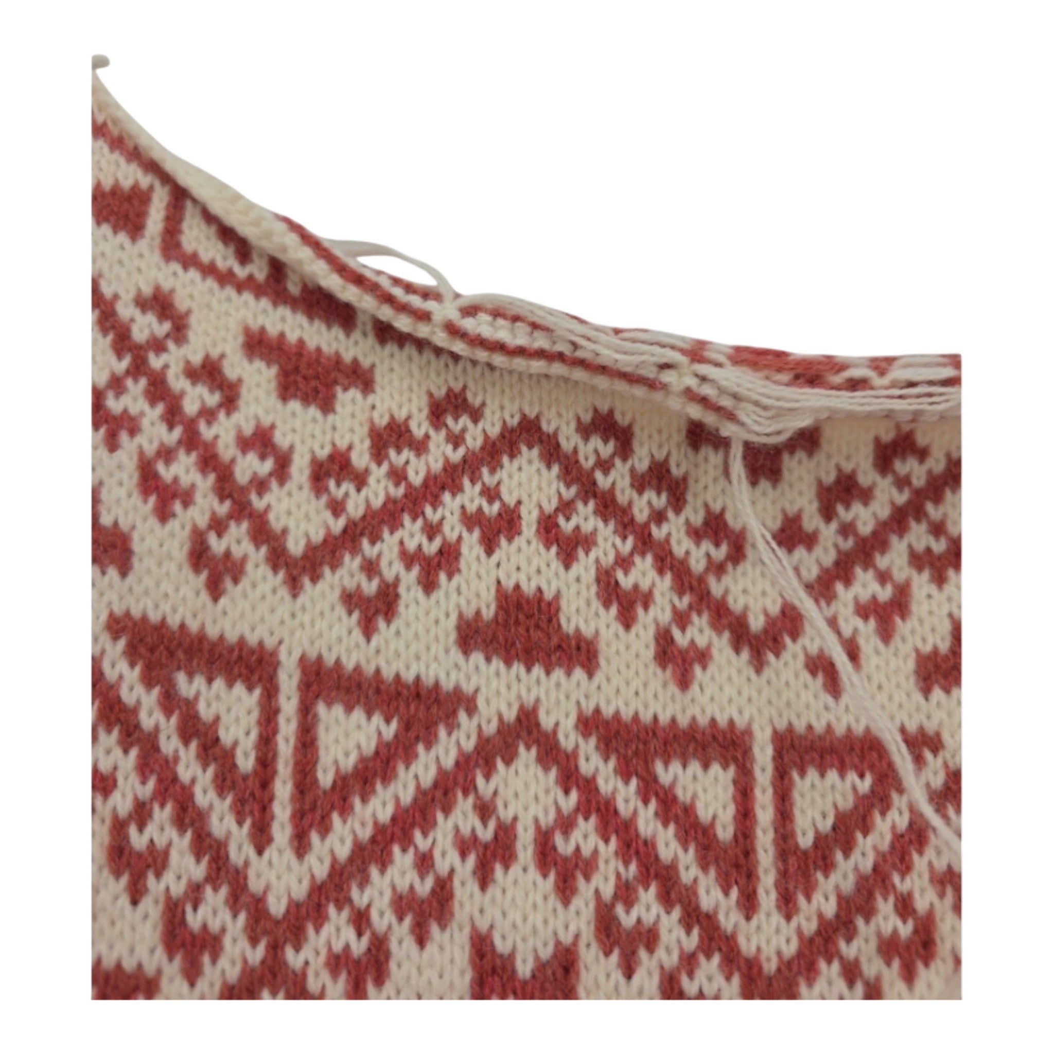 57 in x 23.5 in Hand Knit Red White Nordic Unfinished crochet knitting project