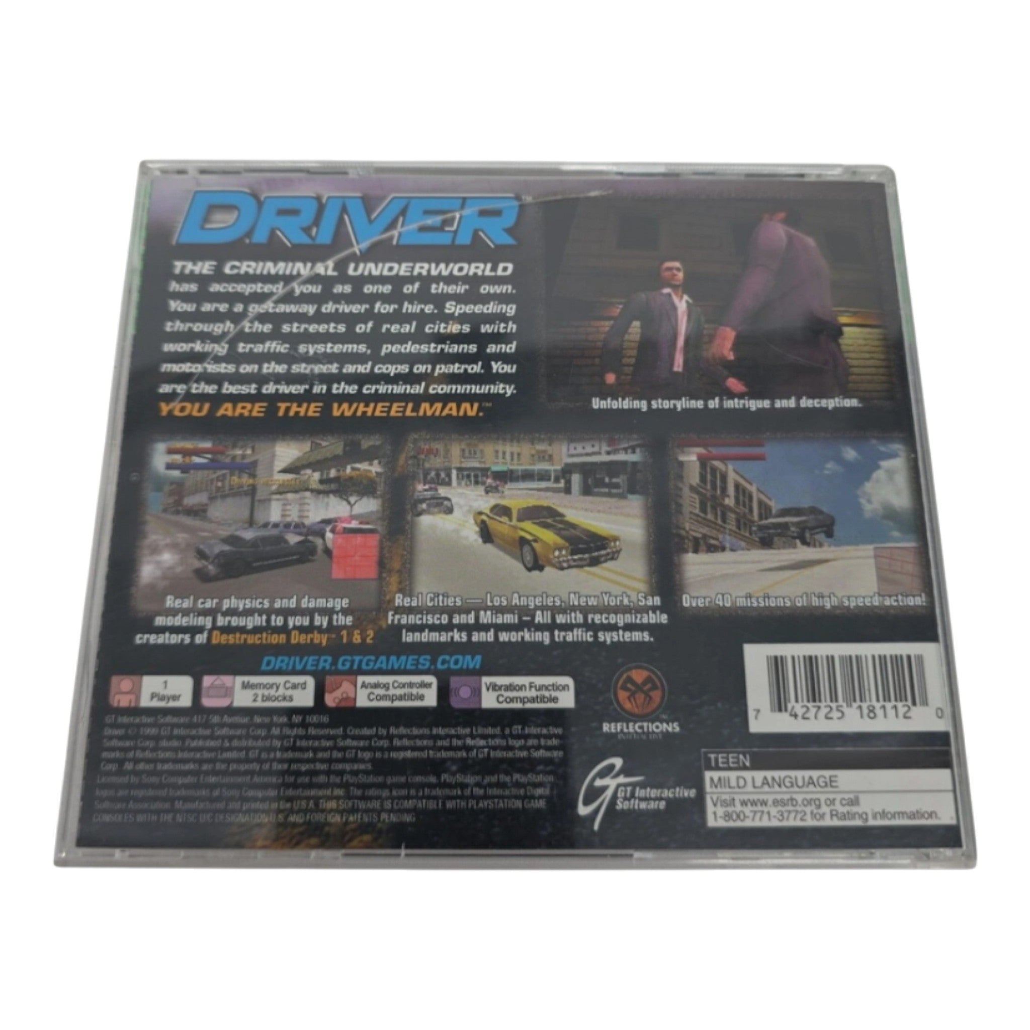 Driver: You Are the Wheelman Sony PlayStation 1, 1999, Greatest Hits with Manual