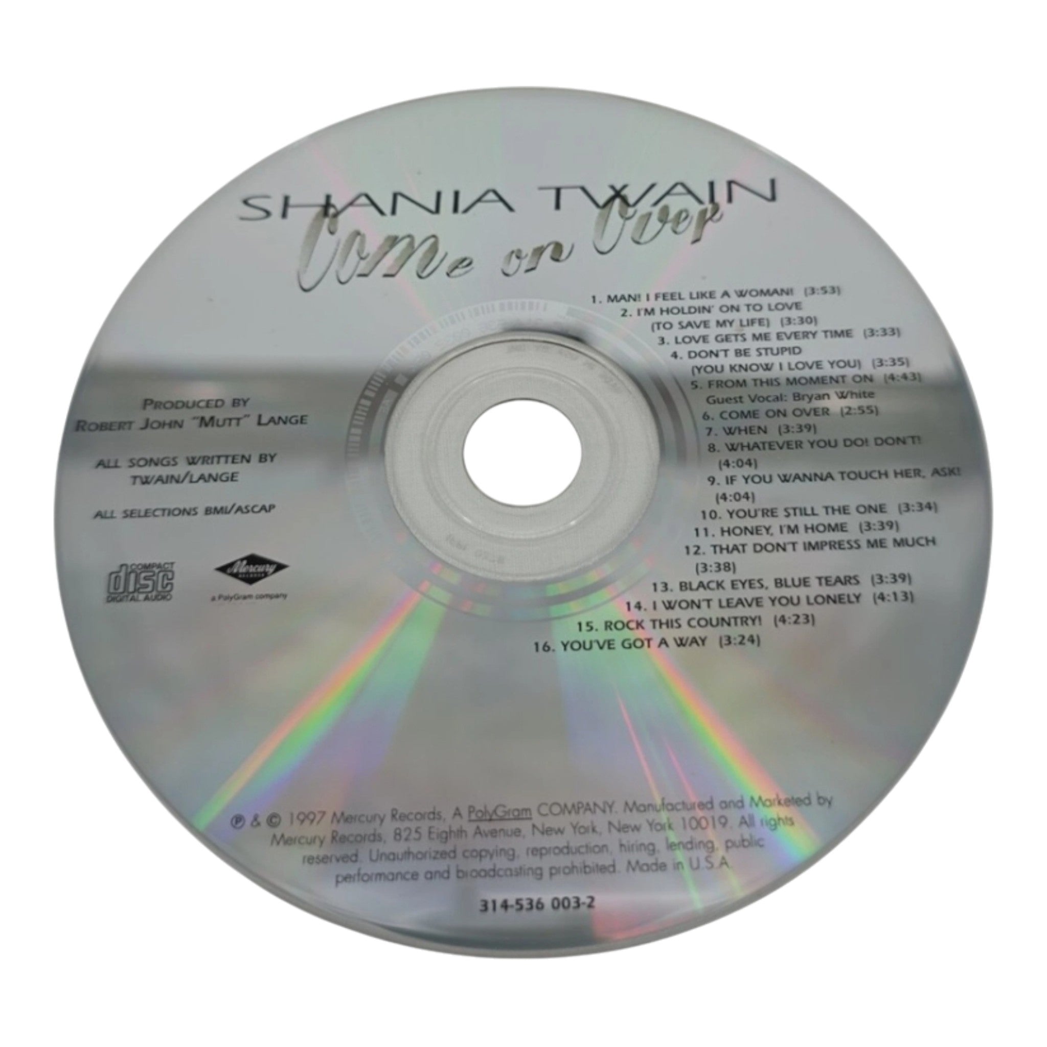 Shania Twain Come On Over CD Album Mercury 1997 Country Pop Hits