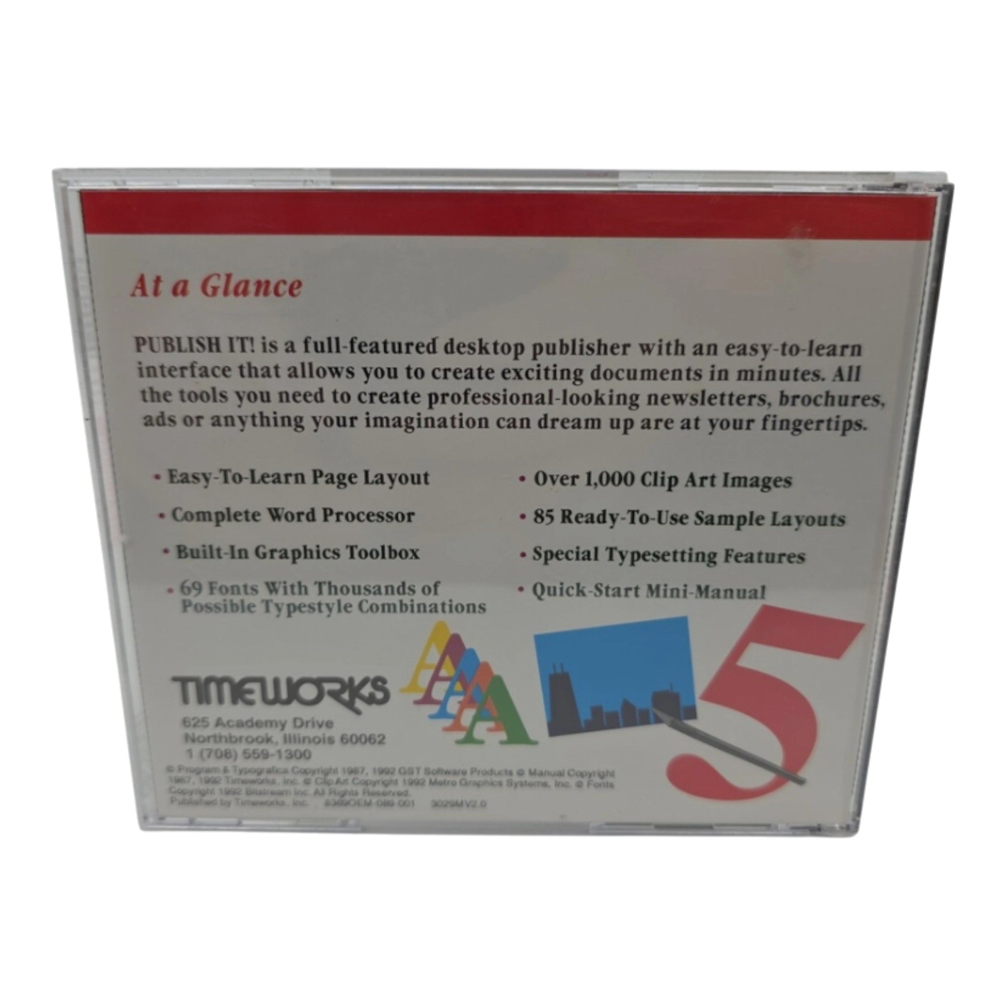 Timeworks Publish-It! Version 2.0 CD-ROM Desktop Publisher IBM PC Software 1992