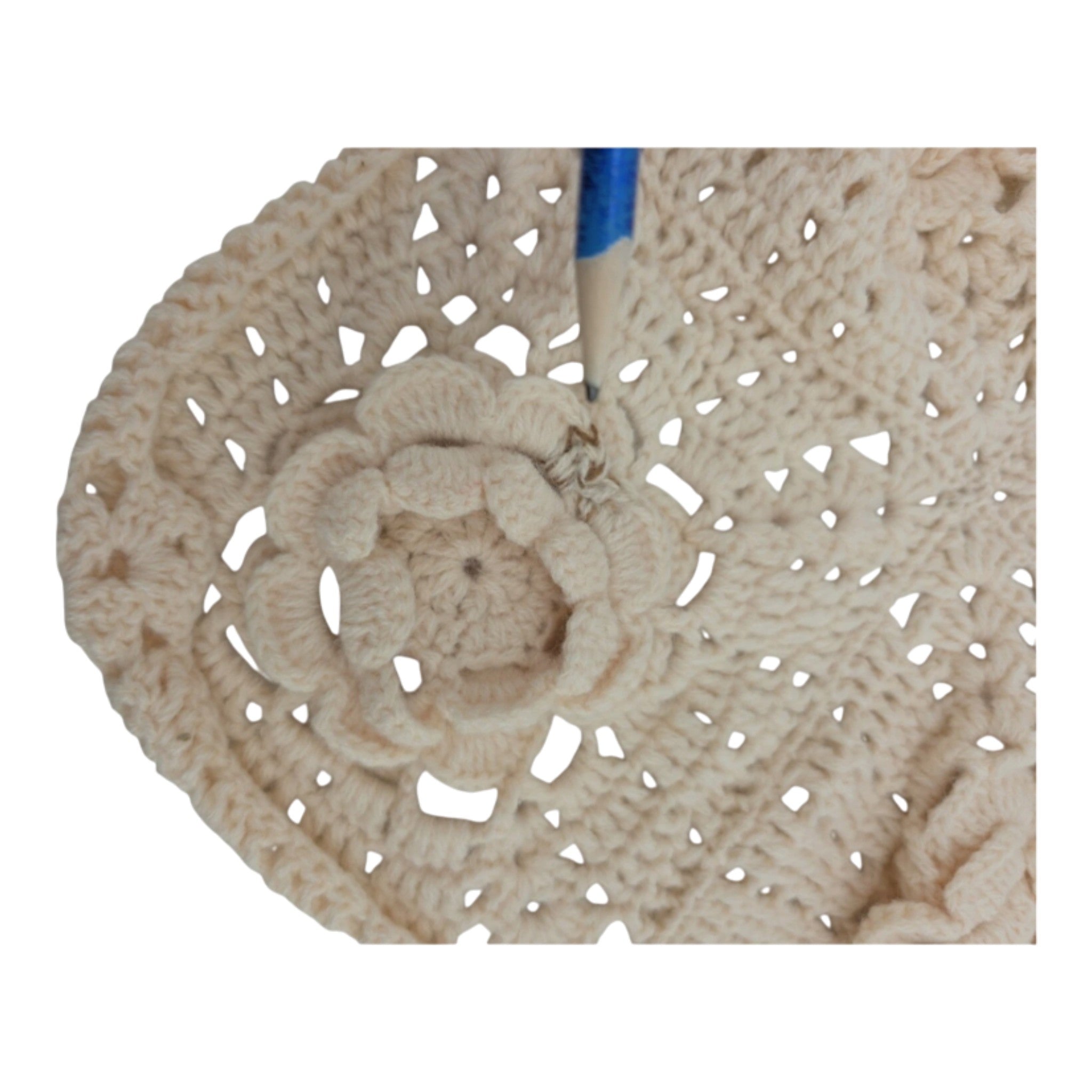 Vintage Handmade Crochet Rose Granny Square Afghan Unfinished Project 31 x 31 in