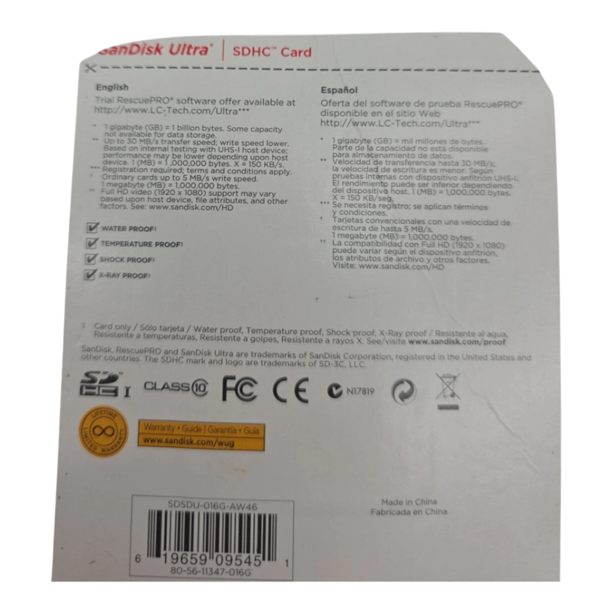 SanDisk Ultra 16GB SDHC Card Memory Card Speed Class 10 30MB/s 200X Full HD