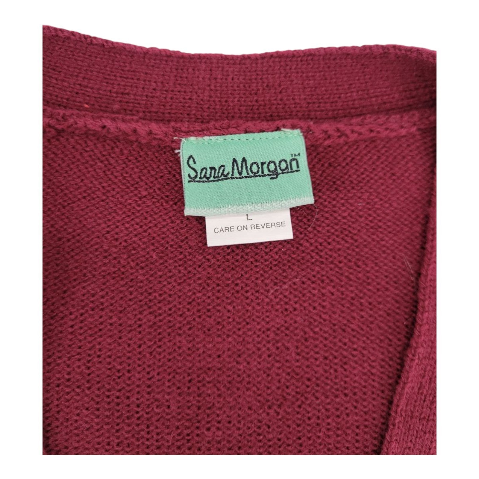 Sara Morgan Vintage Red Cable Knit Button Front Sweater Vest Women Large