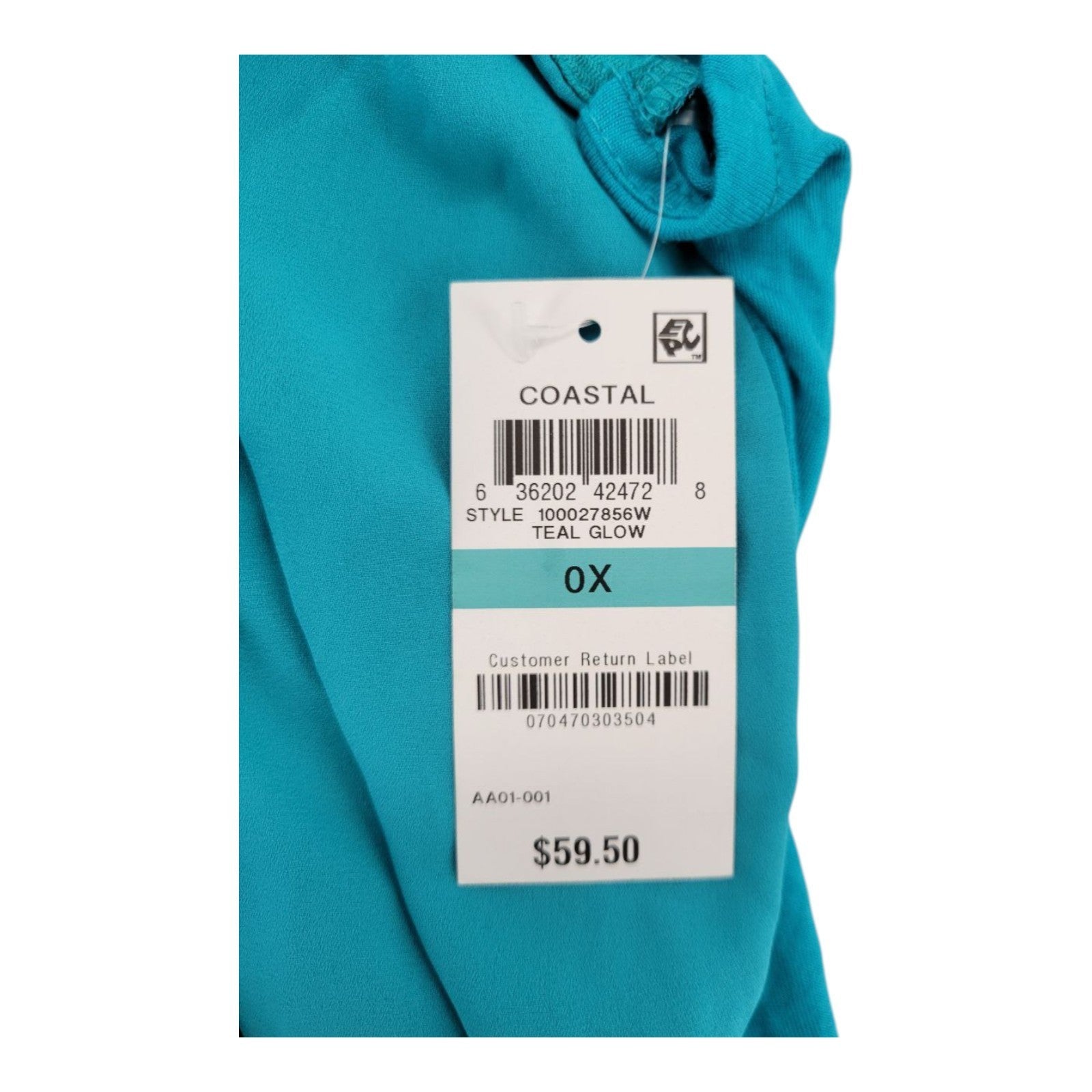 INC International Concepts Women's Teal Glow Bubble Hem Sleeveless Blouse NWT 0X