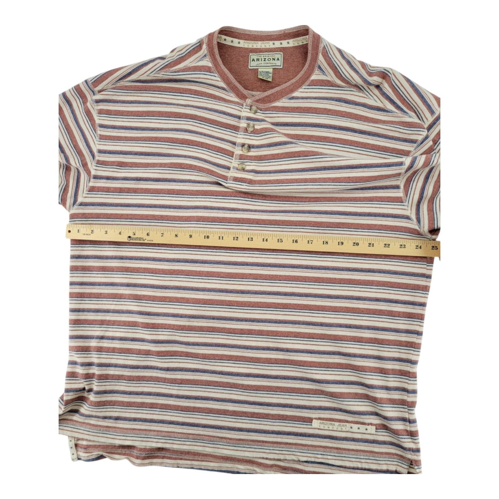 Arizona Jeans Company Henley Shirt Mens Striped Short Sleeve Tee Size XL