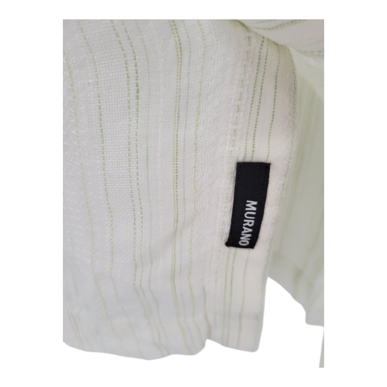 Murano Men's Linen Button Down Shirt Cream Beige Striped Short Sleeve L