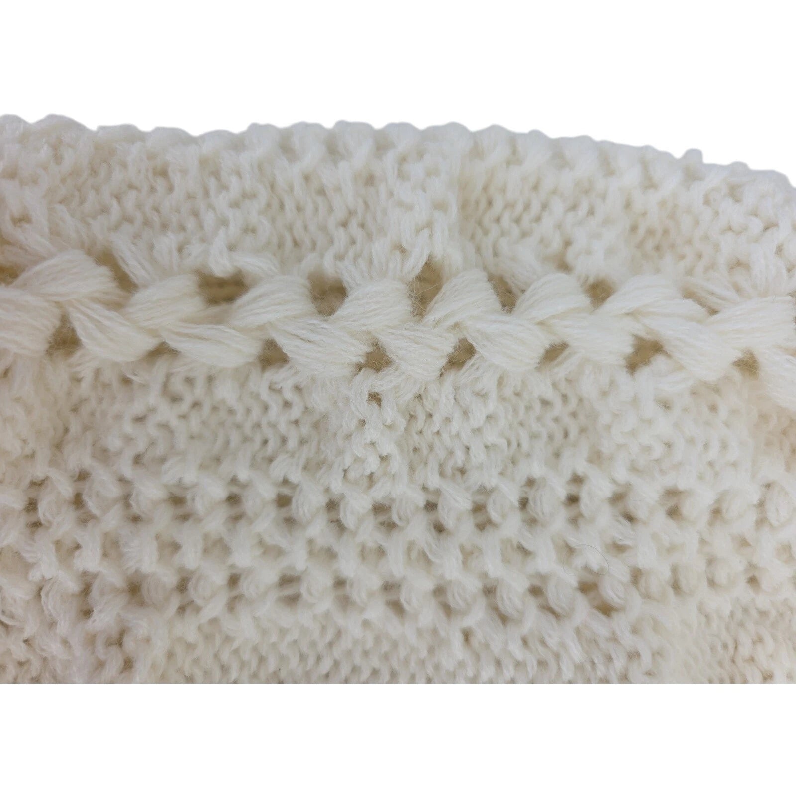 Hand Knit 50 x 52 in Long Cream / Off-White Knitting / crochet Project