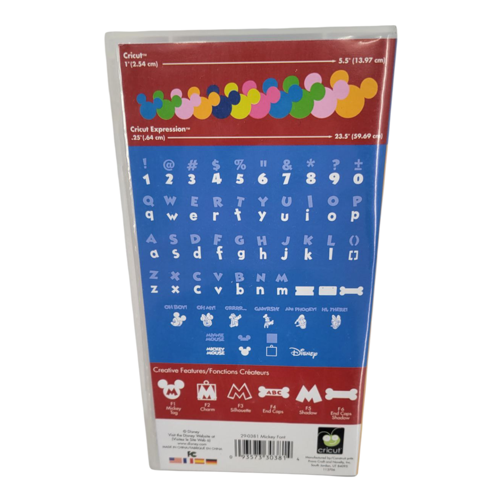 Cricut Disney Cartridge Mickey Font Classic Disney Alphabet & Shapes 290361