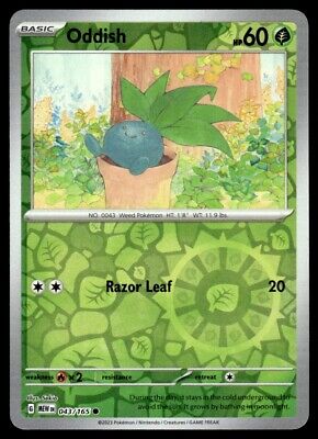 Pokemon 2023 Scarlet & Violet 151 Oddish Reverse Holo Common #43 Near Mint