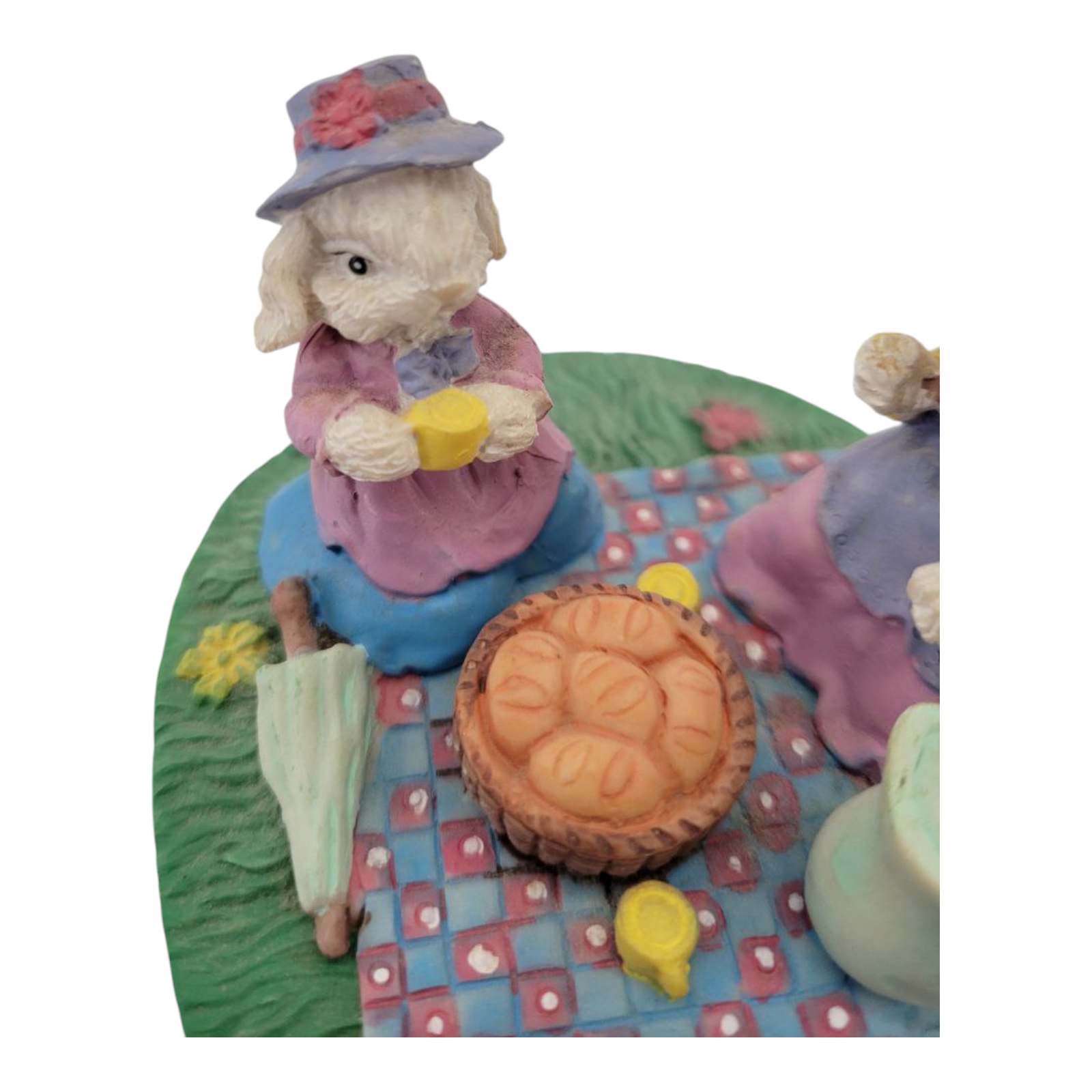 Vintage Easter Bunny Family Picnic Figurine Collectible Decor