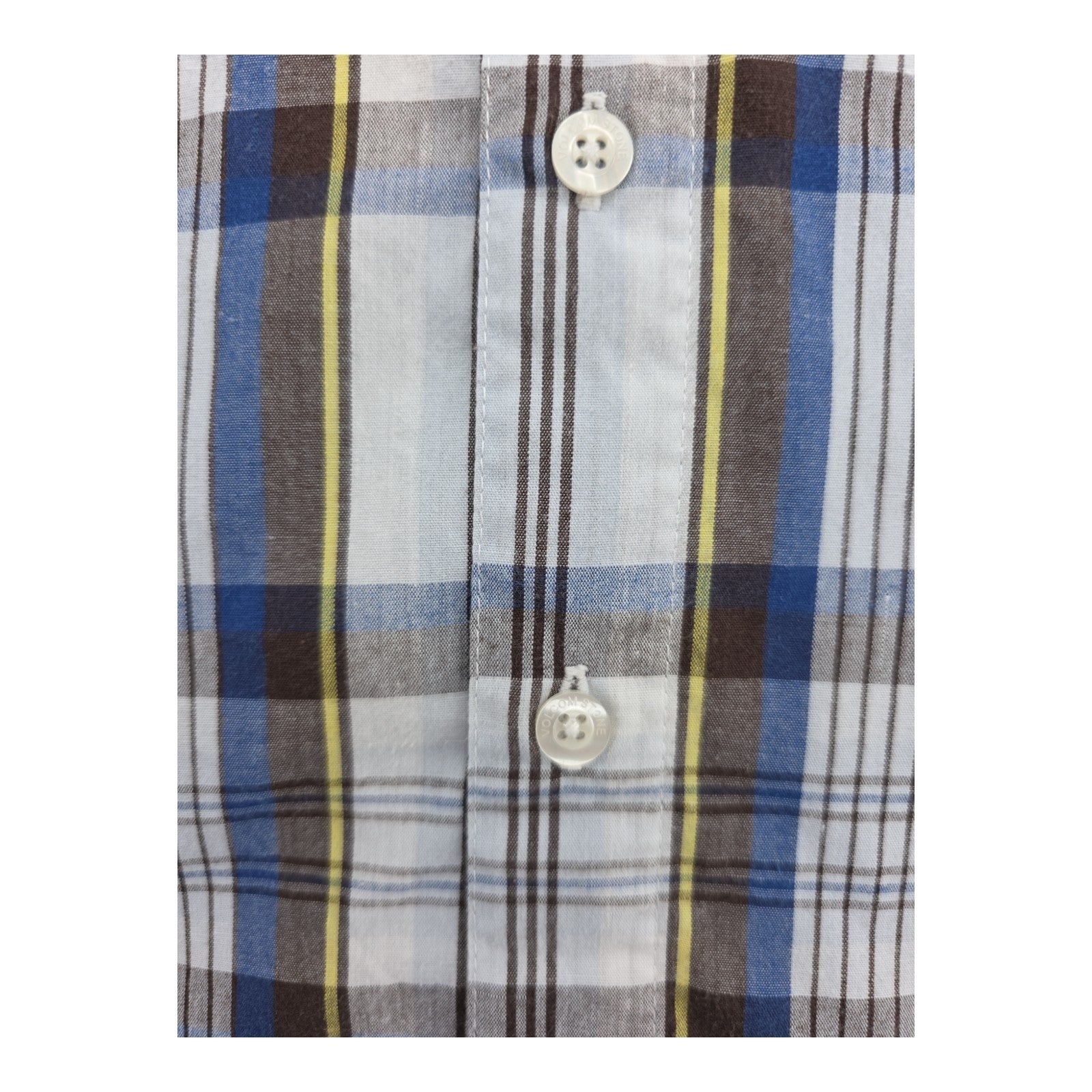 Volcom Factor Plaid Button Down Shirt Blue Brown Long Sleeve Men’s Size Small