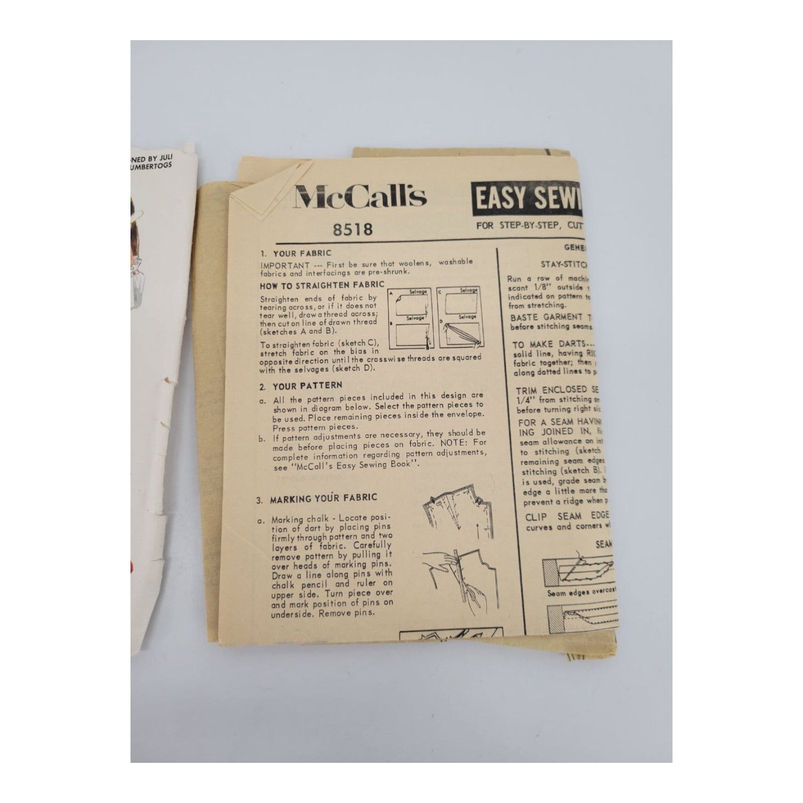 McCall's 8518 Girls' Nightgown Sewing Pattern Size 7 Vintage 1966