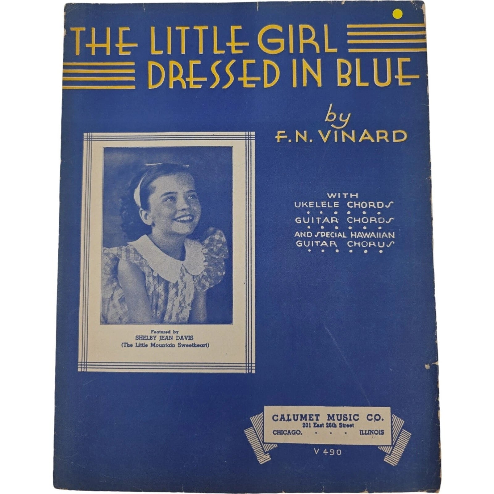 Vintage 1935 Sheet Music The Little Girl Dressed In Blue Piano by F N Vinard