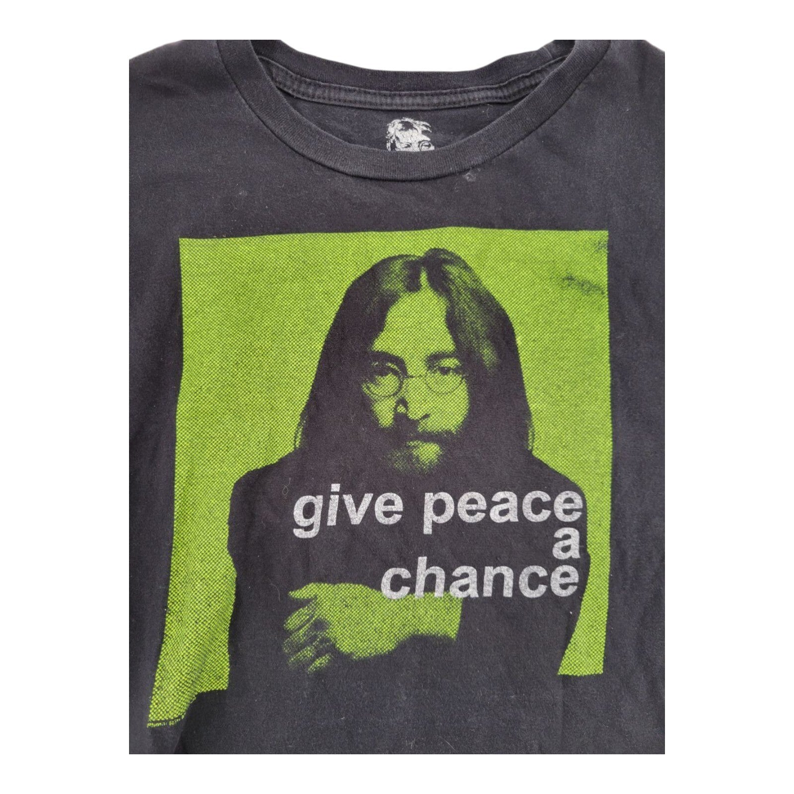 Yoko Ono John Lennon Give Peace a Chance 2008 Black Graphic T-Shirt L