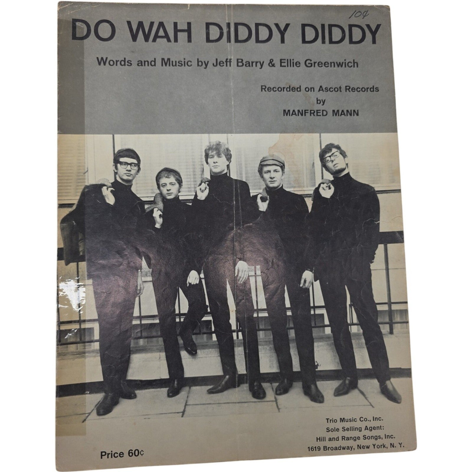 Manfred Mann Do Wah Diddy Diddy Sheet Music 1963 by Jeff Barry & Ellie Greenwich