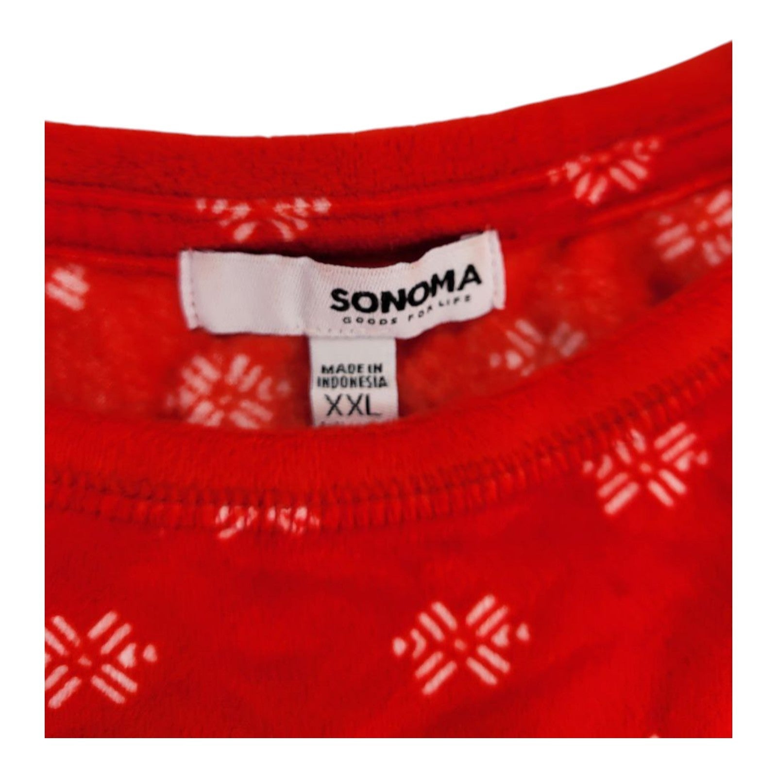 Sonoma Red White Snowflakes Raglan Tee Long Sleeve Top Women's XXL