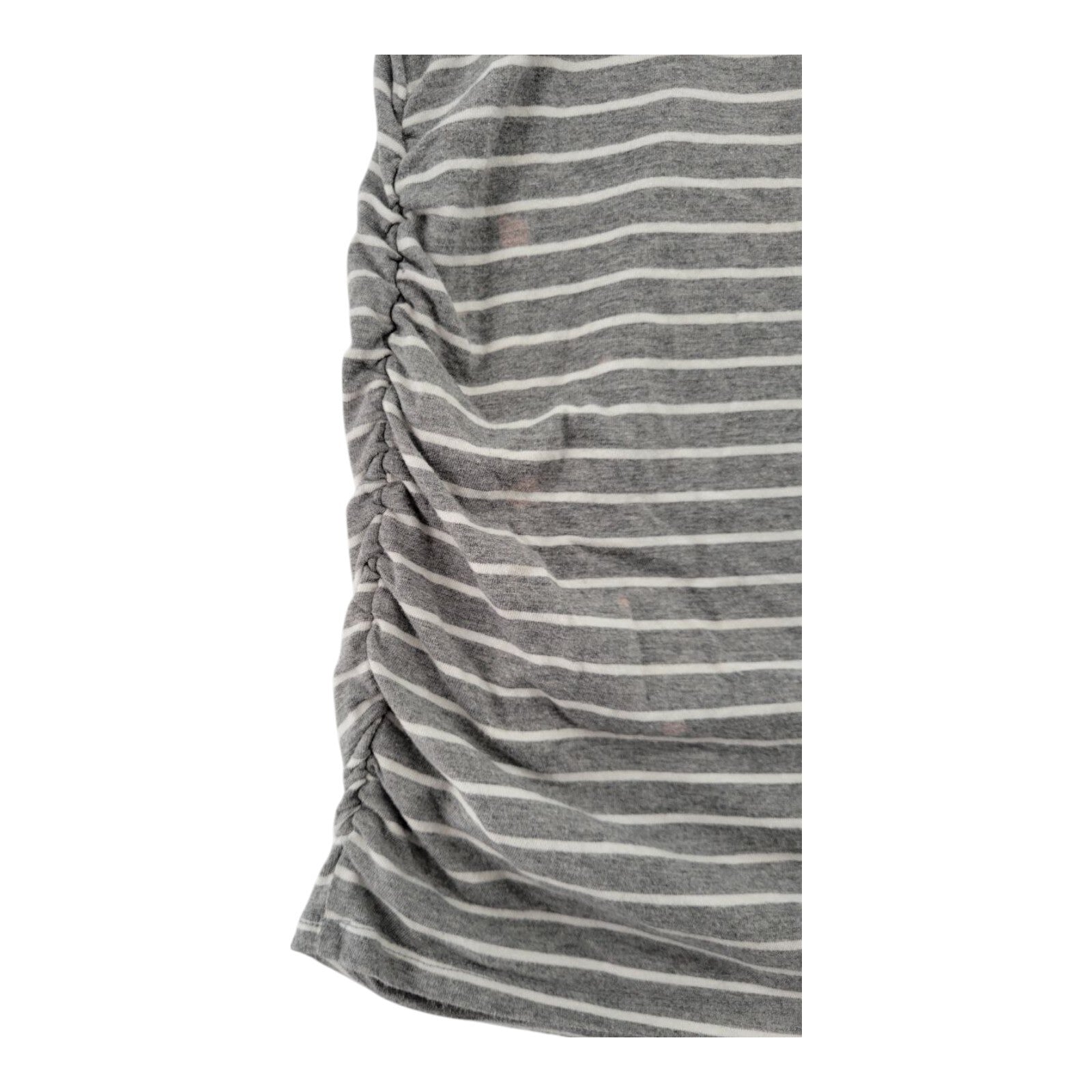 Motherhood Maternity Gray White Stripe T-Shirt Top Side Ruched V Neck Size XL