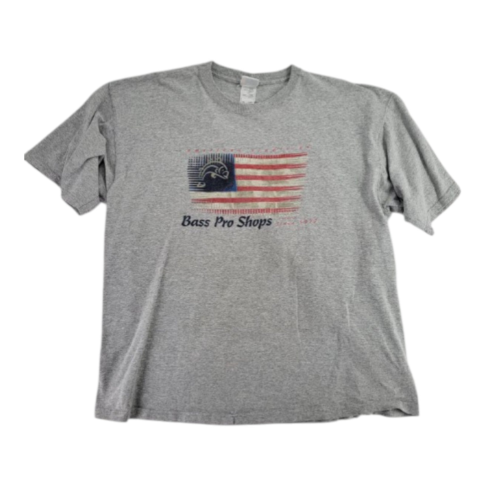 Bass Pro Shops American Tradition Flag Graphic T-Shirt Gray Size 2XL